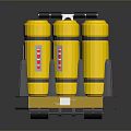 Yellow Cylindrical Containers On Yellow Pallet With Black Handle And Support Feet