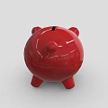Decorative Ornament Set Featuring Adorable Glossy Red Pig Shaped Piggy Bank for Home Decor