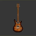 High Quality Electric Guitar With Sunburst Wooden Texture Detailed Close Up View