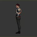 3D Model Human Male Character With Red Hair Armored Shirt Tattoos Dark Pants Boots Gray Background