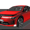 Red Lancia Hatchback Car With Black Front Grille And Black Wheels