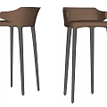 Modern Brown Bar Stools With Black Legs And Gold Accents
