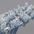 Modern Urban Building Complex With Dense White High Rise Structures And Shadow Patterns 3d model