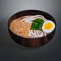 Bowl of Ramen Noodles With Soft Boiled Egg Green Onions And Crispy Toppings