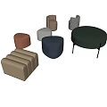 Modern sofa stool sofa pedal low stool combination 3d model