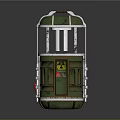 Green Metal Frame Household Storage Cabinet With Transparent Glass Cover And Radioactive Warning Symbol