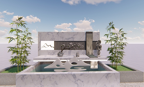 New Chinese style landscape wall 3d model