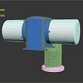 Blue Mechanical Component With White Cylindrical Parts And Spiral Base Structure 3d model