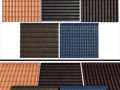 Assorted Colored Roofing Tiles With Different Styles For Construction Use 3d model