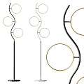 Stylish Modern Floor Lamps with Curved Stems and Circular Light Rings