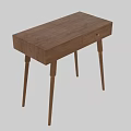 Natural Wooden Dressing Table with Single Drawer and Elegant Tapered Legs