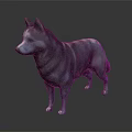 Realistic 3D Standing Dog Model With Blue Gray Fur On Shiny Gray Surface 3d model