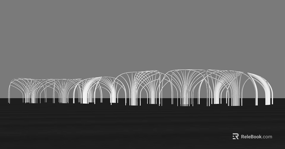 Modern Arched Pergola Design With Row Of Curved Structures 3d model 