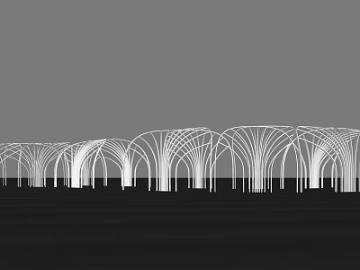 Modern Arched Pergola Design With Row Of Curved Structures 3d model
