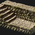 Rustic Natural Stone Structure With Moss Covered Steps And Textured Walls