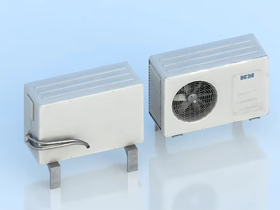 Silver Metal Air Conditioner Fan Units With Cooling System And Modern Design 3d model