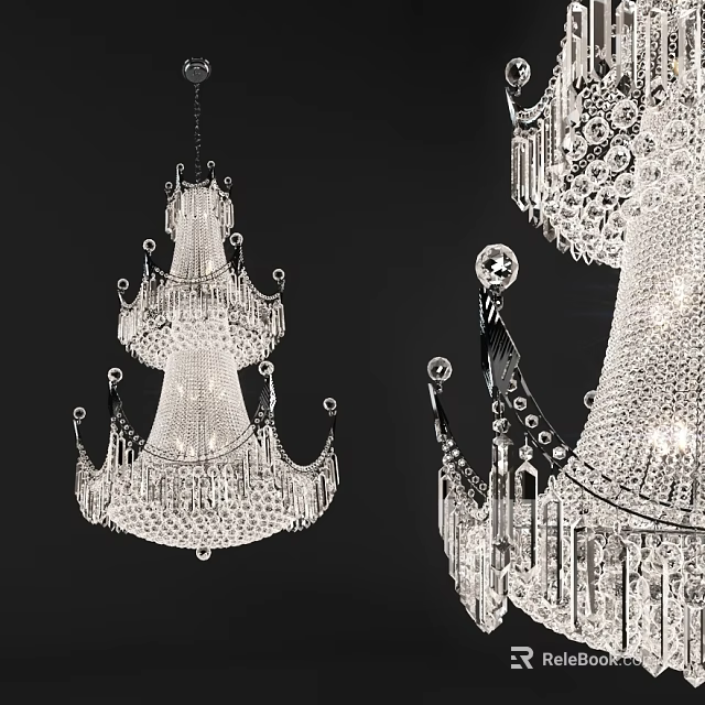 Ornate Multi tiered Crystal Chandelier With Sparkling Crystal Drops And Intricate Hanging Design 3d model 