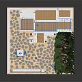 Mediterranean Style Detached Villa With White Walls Blue Accents Stone Courtyard Stairs And Greenery