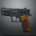 Metal Pistol With Orange Grip And Chrome Finish Detailed Close Up