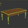 Wooden Long Table With Decorative Legs And Patterned Tabletop Modern Home Furniture Piece
