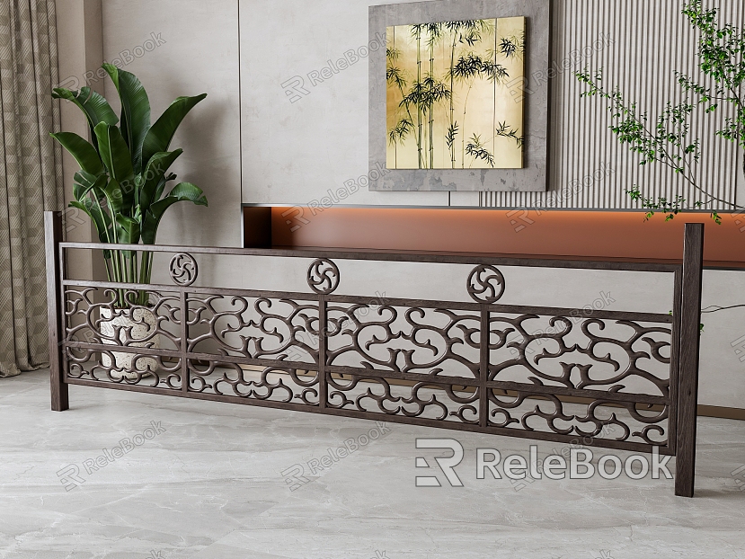 Solid wood railing model