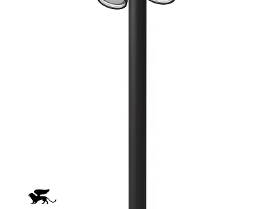 Modern Black Outdoor Light Pole With Double Illuminating Heads For Garden Use 3d model
