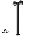 Modern Black Outdoor Light Pole With Double Illuminating Heads For Garden Use