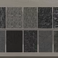 Various Textured Background Wall Design Samples Featuring Stone Brick And Patterned Materials 3d model