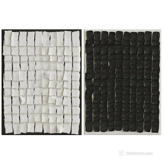 Abstract Black And White Woven Texture Decorative Wall Art For Home Decor 3d model 