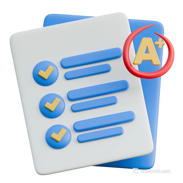 Household Items Checklist With Checked Boxes And A Plus Quality Mark 3d model 