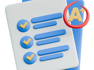 Household Items Checklist With Checked Boxes And A Plus Quality Mark 3d model