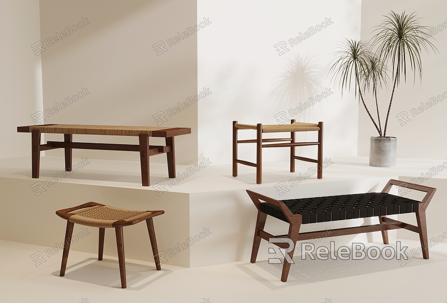 Shoe changing stool bench low stool rattan stool model