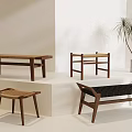 Shoe changing stool bench low stool rattan stool 3d model