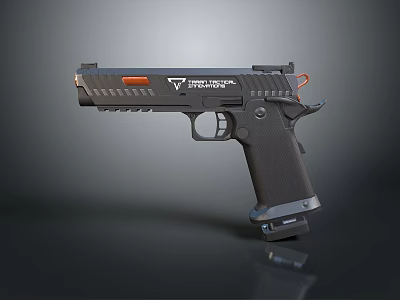 Black Syndicate Tactical Pistol With Red Accents And Ergonomic Grip Design 3d model