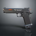 Black Syndicate Tactical Pistol With Red Accents And Ergonomic Grip Design