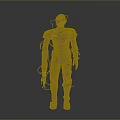 Futuristic Warrior Character Wearing Black Mechanical Armor With Bionic Enhancements
