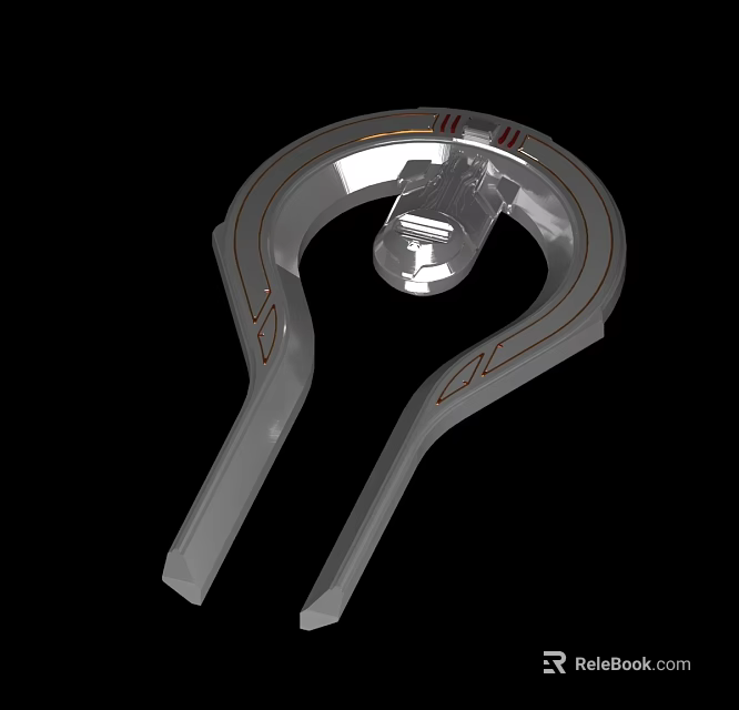Silver Metallic 3D Model Ring Structure With Transparent Center And Red Accent Lines 3d model 