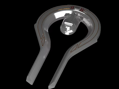 Silver Metallic 3D Model Ring Structure With Transparent Center And Red Accent Lines 3d model