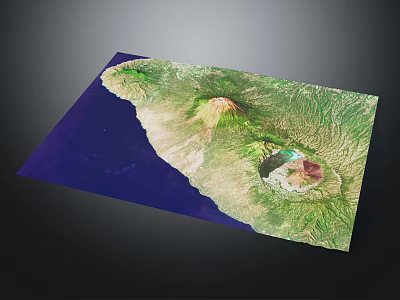 Natural Garden Landscape With Lush Green Vegetation Blue Water And Volcanic Terrain 3d model
