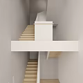 Minimalist Modern Staircase Design with Wooden Steps and White Support Structure 3d model