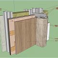 Detailed Building Component Section With Opening Sash Glass Sealant And Hardware Parts