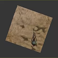 Game Movie Character With Large Blue Yellow Striped Backpack Red Headscarf Standing In Sandy Terrain