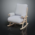 Comfortable Modern Rocking Chair With Light Blue Cushion And Wooden Frame