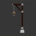 Outdoor Lamp Post Design With Extended Arm Copper Lantern And White Base