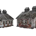 Old Industrial Factory Buildings With Weathered Brick Walls Roof Chimneys Green And Red Doors