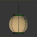 Green Home Decor Lantern With Intricate Floral Patterns And Curved Handle