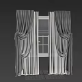 Elegant Gray Curtains With Modern Drapery Design And Sheer Window Panels 3d model