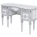 Classic Wooden Dressing Table With Marble Top Carved Legs And Drawer Details