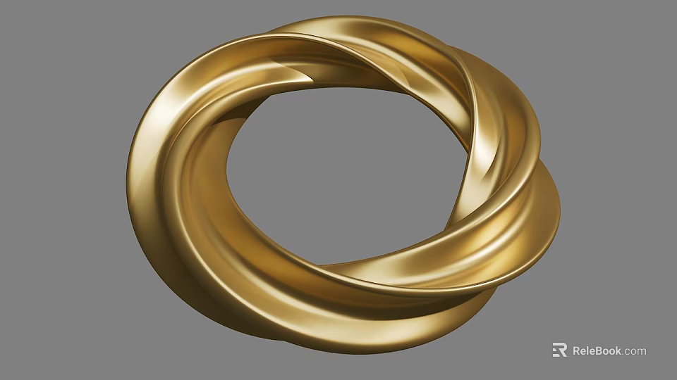 Elegant Golden Twisted Circular Garden Ornament With Metallic Design For Outdoor 3d model 