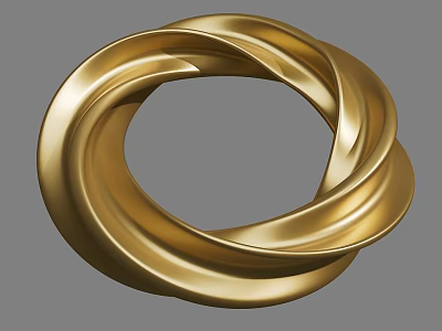 Elegant Golden Twisted Circular Garden Ornament With Metallic Design For Outdoor 3d model